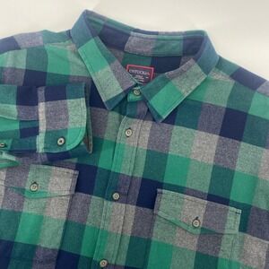 UNTUCKit Capannelle Green Navy Buffalo Plaid Cotton Flannel Shirt Mens XXXLC
